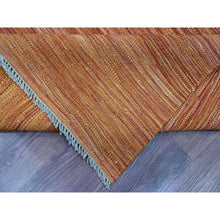 Load image into Gallery viewer, 9&#39;x12&#39; Amber Orange, Solid Design, Hand Woven, Afghan Hand Spun Wool, Vegetable Dyes, Flat Weave Kilim, Oriental Rug FWR120564