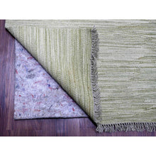 Load image into Gallery viewer, 9&#39;1&quot;x12&#39; Laurel Green, Solid Design, Hand Woven, Vegetable Dyes, Flat Weave, Afghan Kilim, Hand Spun Wool, Oriental Rug FWR120570
