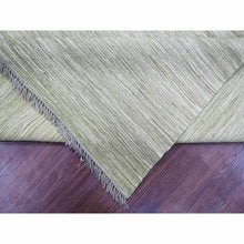 Load image into Gallery viewer, 9&#39;1&quot;x12&#39; Laurel Green, Solid Design, Hand Woven, Vegetable Dyes, Flat Weave, Afghan Kilim, Hand Spun Wool, Oriental Rug FWR120570