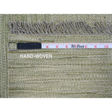 Load image into Gallery viewer, 9&#39;1&quot;x12&#39; Laurel Green, Solid Design, Hand Woven, Vegetable Dyes, Flat Weave, Afghan Kilim, Hand Spun Wool, Oriental Rug FWR120570