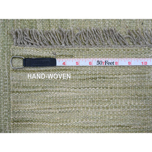 9'1"x12' Laurel Green, Solid Design, Hand Woven, Vegetable Dyes, Flat Weave, Afghan Kilim, Hand Spun Wool, Oriental Rug FWR120570