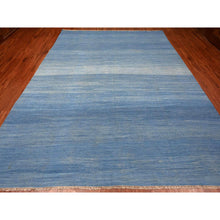 Load image into Gallery viewer, 9&#39;2&quot;x12&#39;1&quot; Cerulean Blue, Flat Weave, Solid Design, Kilim, Hand Woven, Mixed Wool, Vegetable Dyes, Oriental Rug FWR120576