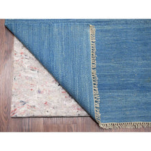 Load image into Gallery viewer, 9&#39;2&quot;x12&#39;1&quot; Cerulean Blue, Flat Weave, Solid Design, Kilim, Hand Woven, Mixed Wool, Vegetable Dyes, Oriental Rug FWR120576