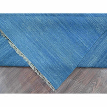 Load image into Gallery viewer, 9&#39;2&quot;x12&#39;1&quot; Cerulean Blue, Flat Weave, Solid Design, Kilim, Hand Woven, Mixed Wool, Vegetable Dyes, Oriental Rug FWR120576