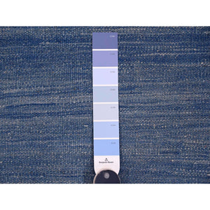 9'2"x12'1" Cerulean Blue, Flat Weave, Solid Design, Kilim, Hand Woven, Mixed Wool, Vegetable Dyes, Oriental Rug FWR120576