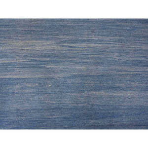 9'2"x12'1" Cerulean Blue, Flat Weave, Solid Design, Kilim, Hand Woven, Mixed Wool, Vegetable Dyes, Oriental Rug FWR120576