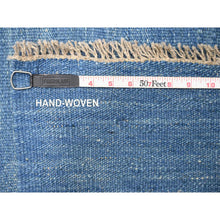 Load image into Gallery viewer, 9&#39;2&quot;x12&#39;1&quot; Cerulean Blue, Flat Weave, Solid Design, Kilim, Hand Woven, Mixed Wool, Vegetable Dyes, Oriental Rug FWR120576