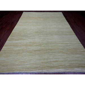 8'8"x12' Artichoke Green, Solid Design, Hand Woven, Afghan Kilim, Hand Spun Wool, Vegetable Dyes, Flat Weave, Oriental Rug FWR120582