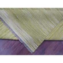 Load image into Gallery viewer, 8&#39;8&quot;x12&#39; Artichoke Green, Solid Design, Hand Woven, Afghan Kilim, Hand Spun Wool, Vegetable Dyes, Flat Weave, Oriental Rug FWR120582