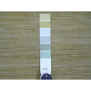 8'8"x12' Artichoke Green, Solid Design, Hand Woven, Afghan Kilim, Hand Spun Wool, Vegetable Dyes, Flat Weave, Oriental Rug FWR120582