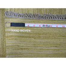 Load image into Gallery viewer, 8&#39;8&quot;x12&#39; Artichoke Green, Solid Design, Hand Woven, Afghan Kilim, Hand Spun Wool, Vegetable Dyes, Flat Weave, Oriental Rug FWR120582