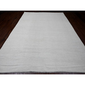 9'x12' Daisy White, Flat Weave, Solid Design, Hand Woven, Afghan Kilim, Hand Spun Wool, Oriental Rug FWR120594
