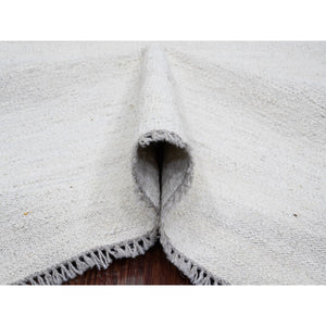 9'x12' Daisy White, Flat Weave, Solid Design, Hand Woven, Afghan Kilim, Hand Spun Wool, Oriental Rug FWR120594