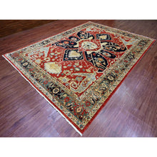 Load image into Gallery viewer, 9&#39;x12&#39; Prismatic Red, Serapi Heriz With Large Flower Design, Peshawar, Hand Knotted, Veggie Dyes, 100% Wool, Densely Woven, Oriental Rug FWR120624