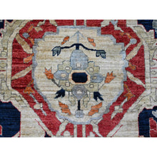 Load image into Gallery viewer, 9&#39;x12&#39; Prismatic Red, Serapi Heriz With Large Flower Design, Peshawar, Hand Knotted, Veggie Dyes, 100% Wool, Densely Woven, Oriental Rug FWR120624