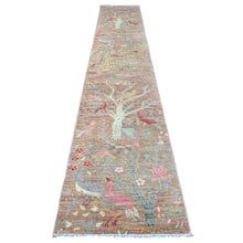 Load image into Gallery viewer, 2&#39;7&quot;x15&#39; Tawny Brown, Afghan Peshawar with Birds of Paradise Design, Hand Knotted, Soft Wool, Natural Dyes, XL Runner, Oriental Rug FWR120636