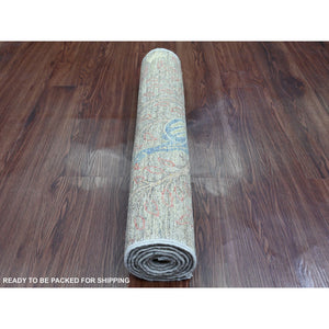 2'6"x6'2" Nevada Gray, Afghan Peshawar with Birds of Paradise Design, Soft and Velvety Wool, Vegetable Dyes, Hand Knotted, Runner, Oriental Rug FWR120648