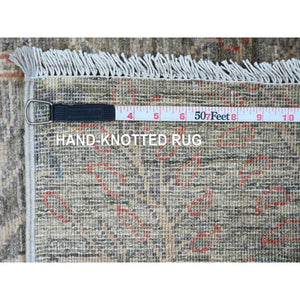 2'6"x6'2" Nevada Gray, Afghan Peshawar with Birds of Paradise Design, Soft and Velvety Wool, Vegetable Dyes, Hand Knotted, Runner, Oriental Rug FWR120648