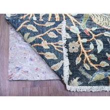 Load image into Gallery viewer, 2&#39;6&quot;x19&#39;3&quot; Spruce Blue, Afghan Peshawar Birds of Paradise Tree of Life Design, Hand Knotted, Natural Dyes, Velvety Wool, XL Runner, Oriental Rug FWR120654