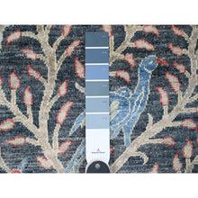 Load image into Gallery viewer, 2&#39;6&quot;x19&#39;3&quot; Spruce Blue, Afghan Peshawar Birds of Paradise Tree of Life Design, Hand Knotted, Natural Dyes, Velvety Wool, XL Runner, Oriental Rug FWR120654