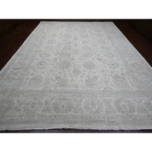 Load image into Gallery viewer, 11&#39;5&quot;x15&#39;1&quot; Cascading White, 100% Wool, Washed Out Peshawar With All Over Leaf Design, Hand Knotted, Natural Dyes, Oversized, Oriental Rug FWR120684