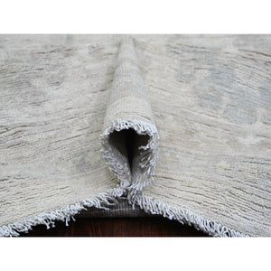 11'5"x15'1" Cascading White, 100% Wool, Washed Out Peshawar With All Over Leaf Design, Hand Knotted, Natural Dyes, Oversized, Oriental Rug FWR120684