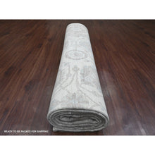 Load image into Gallery viewer, 11&#39;5&quot;x15&#39;1&quot; Cascading White, 100% Wool, Washed Out Peshawar With All Over Leaf Design, Hand Knotted, Natural Dyes, Oversized, Oriental Rug FWR120684