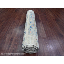 Load image into Gallery viewer, 2&#39;10&quot;x9&#39;6&quot; Shades of Brown with Blue, Soft Wool, Fine Kashkuli Gabbeh with Small Animal Figurines, Hand Knotted, Vegetable Dyes, Runner, Oriental Rug FWR120690