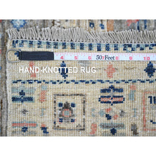 Load image into Gallery viewer, 2&#39;10&quot;x9&#39;6&quot; Shades of Brown with Blue, Soft Wool, Fine Kashkuli Gabbeh with Small Animal Figurines, Hand Knotted, Vegetable Dyes, Runner, Oriental Rug FWR120690