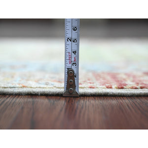 2'5"x9'9" Olive Green, Hand Knotted, Fine Kashkuli Gabbeh with Small Animal Figurines, Soft Wool, Veggie Dyes, Runner, Oriental Rug FWR120696