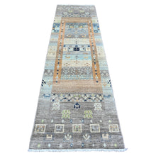 Load image into Gallery viewer, 2&#39;8&quot;x9&#39;7&quot; Spanish Gray, Fine Kashkuli Gabbeh with Small Animal Figurines, Soft Wool, Hand Knotted, Natural Dyes, Runner, Oriental Rug FWR120702