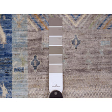 Load image into Gallery viewer, 2&#39;8&quot;x19&#39;1&quot; Shades of Blue, Fine Kashkuli Gabbeh with Small Animal Figurines, Soft Wool, Hand Knotted, Vegetable Dyes, XL Runner, Oriental Rug FWR120708
