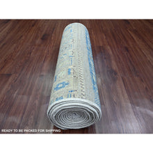 Load image into Gallery viewer, 2&#39;8&quot;x19&#39;1&quot; Shades of Blue, Fine Kashkuli Gabbeh with Small Animal Figurines, Soft Wool, Hand Knotted, Vegetable Dyes, XL Runner, Oriental Rug FWR120708