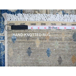 2'8"x19'1" Shades of Blue, Fine Kashkuli Gabbeh with Small Animal Figurines, Soft Wool, Hand Knotted, Vegetable Dyes, XL Runner, Oriental Rug FWR120708