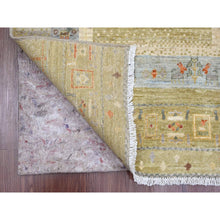 Load image into Gallery viewer, 2&#39;9&quot;x5&#39;10&quot; Swamp Green, Fine Kashkuli Gabbeh With Small Animal Figurines, Hand Knotted, Soft Wool, Natural Dyes, Runner, Oriental Rug FWR120714