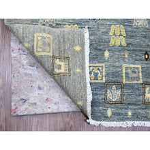Load image into Gallery viewer, 2&#39;8&quot;x7&#39;7&quot; Pewter Gray With Ivory, Hand Knotted, Fine Kashkuli Gabbeh With Small Animal Figurines, Soft Wool, Veggie Dyes, Runner, Oriental Rug FWR120720