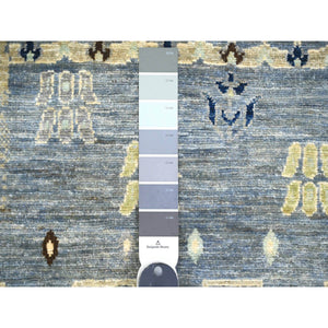 2'8"x7'7" Pewter Gray With Ivory, Hand Knotted, Fine Kashkuli Gabbeh With Small Animal Figurines, Soft Wool, Veggie Dyes, Runner, Oriental Rug FWR120720
