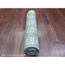 Load image into Gallery viewer, 2&#39;8&quot;x7&#39;7&quot; Pewter Gray With Ivory, Hand Knotted, Fine Kashkuli Gabbeh With Small Animal Figurines, Soft Wool, Veggie Dyes, Runner, Oriental Rug FWR120720