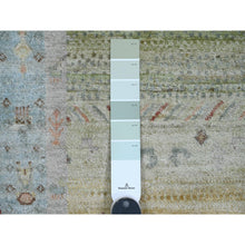 Load image into Gallery viewer, 2&#39;8&quot;x14&#39;8&quot; Olive Green, Fine Kashkuli Gabbeh With Small Animal Figurines, Natural Dyes, 100% Wool, Hand Knotted, Xl Runner, Oriental Rug FWR120732