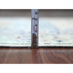 2'7"x10'3" Bone White with Gray, Fine Kashkuli Gabbeh with Small Animal Figurines, Soft Wool, Hand Knotted, Vegetable Dyes, Runner, Oriental Rug FWR120738