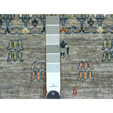 Load image into Gallery viewer, 2&#39;8&quot;x7&#39;7&quot; Stone Gray, Soft Wool, Fine Kashkuli Gabbeh With Small Animal Figurines, Hand Knotted, Natural Dyes, Runner, Oriental Rug FWR120744