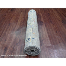 Load image into Gallery viewer, 2&#39;8&quot;x7&#39;7&quot; Stone Gray, Soft Wool, Fine Kashkuli Gabbeh With Small Animal Figurines, Hand Knotted, Natural Dyes, Runner, Oriental Rug FWR120744