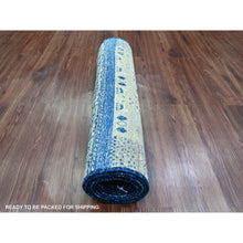 Load image into Gallery viewer, 2&#39;6&quot;x9&#39;8&quot; Shades of Blue, Hand Knotted, Fine Kashkuli Gabbeh with Small Animal Figurines, Soft Wool, Veggie Dyes, Runner, Oriental Rug FWR120750