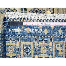Load image into Gallery viewer, 2&#39;6&quot;x9&#39;8&quot; Shades Of Blue, Hand Knotted, Fine Kashkuli Gabbeh With Small Animal Figurines, Soft Wool, Veggie Dyes, Runner, Oriental Rug FWR120750