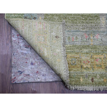 Load image into Gallery viewer, 2&#39;9&quot;x9&#39;7&quot; Sage Green, Soft Wool, Fine Kashkuli Gabbeh With Small Animal Figurines, Hand Knotted, Natural Dyes, Runner, Oriental Rug FWR120762