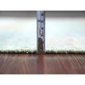 2'9"x9'7" Sage Green, Soft Wool, Fine Kashkuli Gabbeh With Small Animal Figurines, Hand Knotted, Natural Dyes, Runner, Oriental Rug FWR120762
