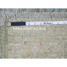 Load image into Gallery viewer, 2&#39;9&quot;x9&#39;7&quot; Sage Green, Soft Wool, Fine Kashkuli Gabbeh With Small Animal Figurines, Hand Knotted, Natural Dyes, Runner, Oriental Rug FWR120762