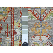 Load image into Gallery viewer, 2&#39;9&quot;x9&#39;6&quot; Cloud Gray, Afghan Angora Oushak with Geometric Leaf Design, Veggie Dyes, Hand Knotted, Pure Wool, Runner, Oriental Rug FWR120768
