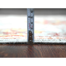Load image into Gallery viewer, 2&#39;9&quot;x9&#39;6&quot; Cloud Gray, Afghan Angora Oushak with Geometric Leaf Design, Veggie Dyes, Hand Knotted, Pure Wool, Runner, Oriental Rug FWR120768