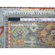 Load image into Gallery viewer, 2&#39;9&quot;x9&#39;6&quot; Cloud Gray, Afghan Angora Oushak With Geometric Leaf Design, Veggie Dyes, Hand Knotted, Pure Wool, Runner, Oriental Rug FWR120768